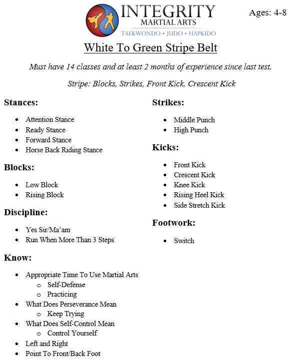 White With Green Belt